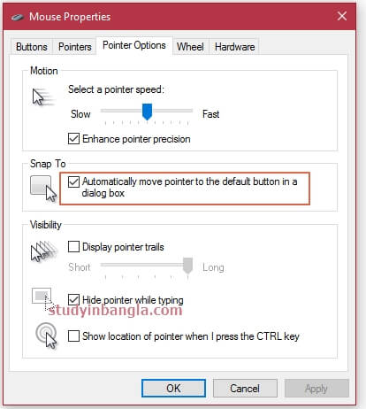 Move mouse pointer automatically to default button